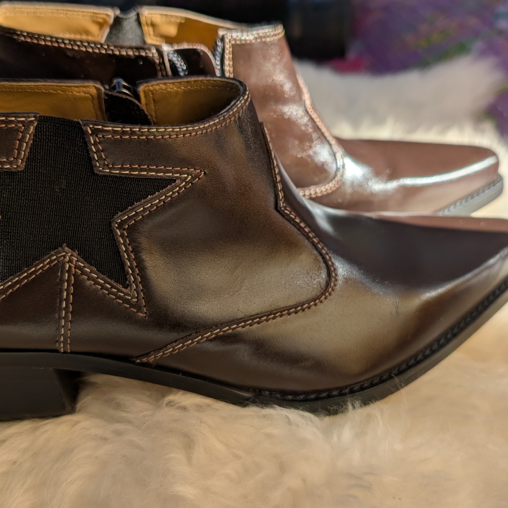 Tommy Hilfiger Dark Brown Leather Star Boots